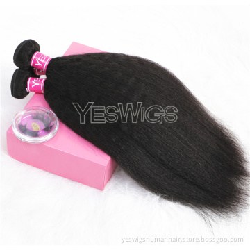 Natural Color Kinky Straight Malaysian Human Hair Young Girl Donor Extension Bundles Bulk Price Double Weft Hair Yaki Straight